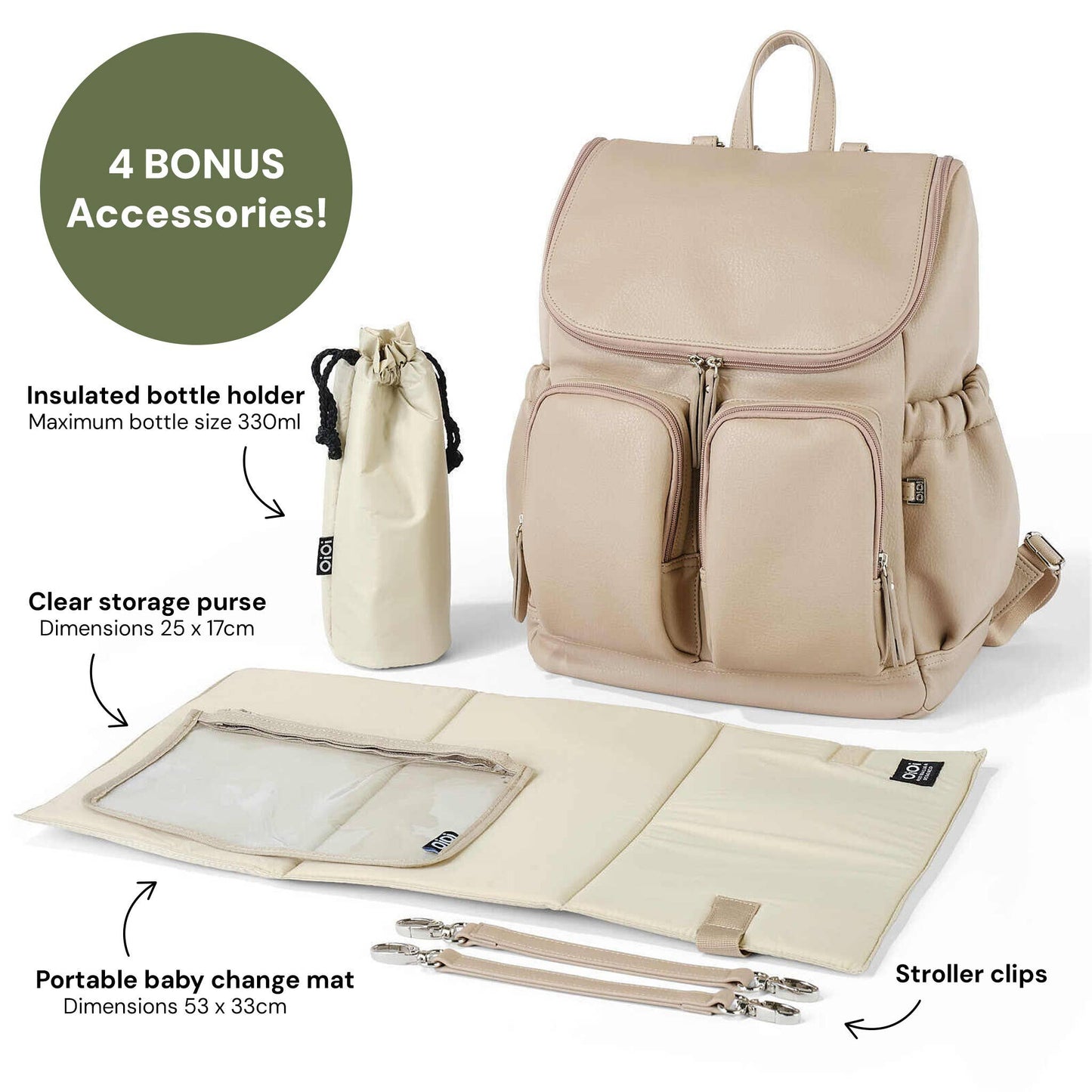 OiOi - Signature Nappy Backpack - Oat Dimple Vegan Leather