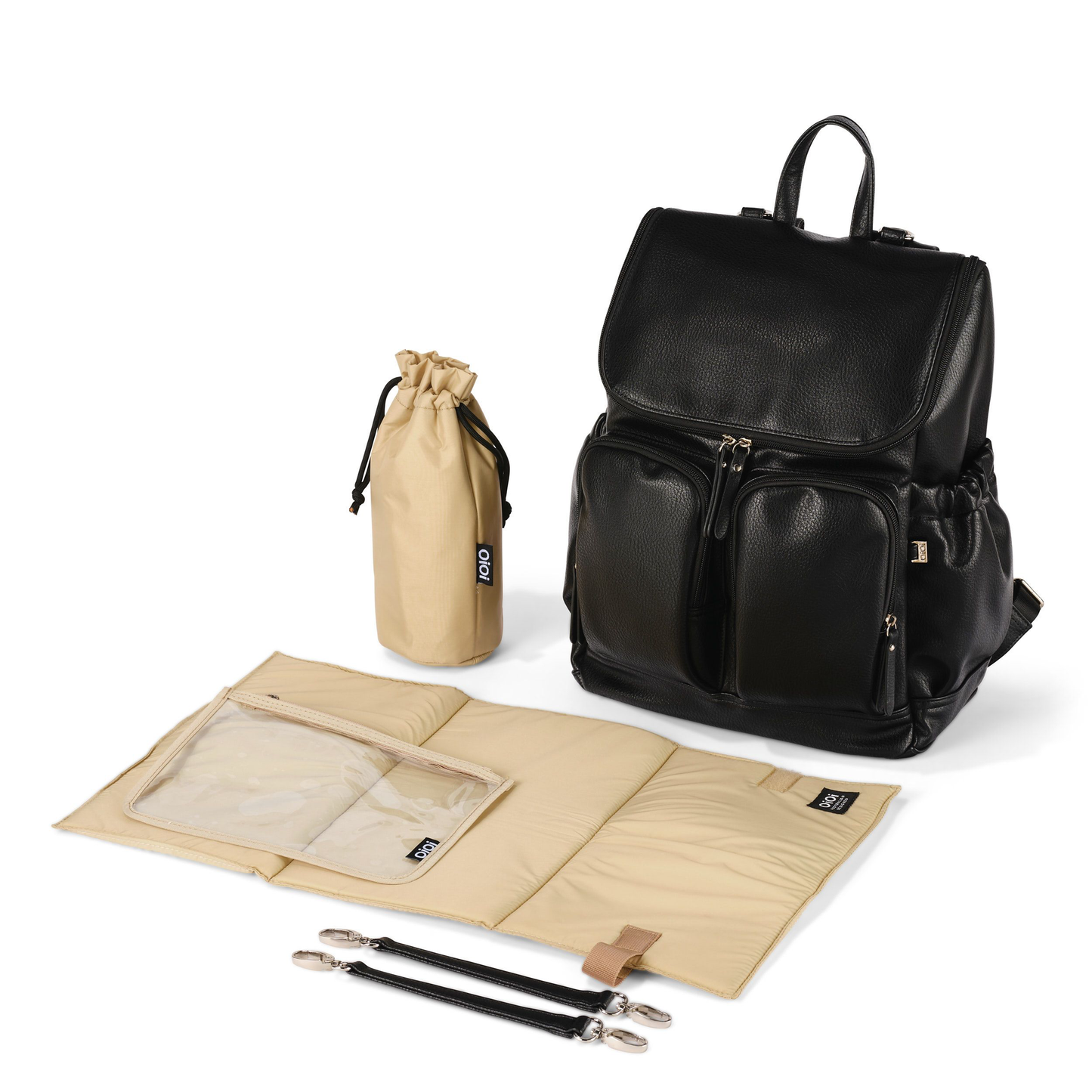OiOi - Signature Nappy Backpack - Black Dimple Vegan Leather