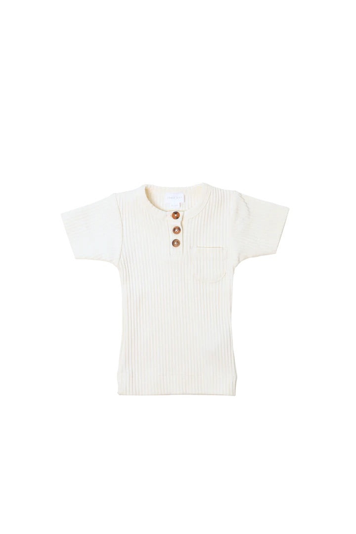 Egret Wide Rib Philippe Short Sleeve Top