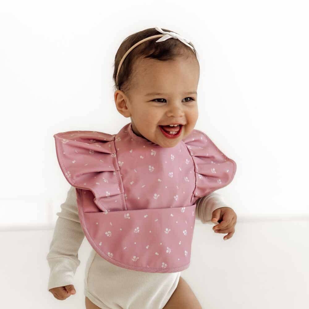 Snuggle Hunny - Pink Fleur Frill Snuggle Bib