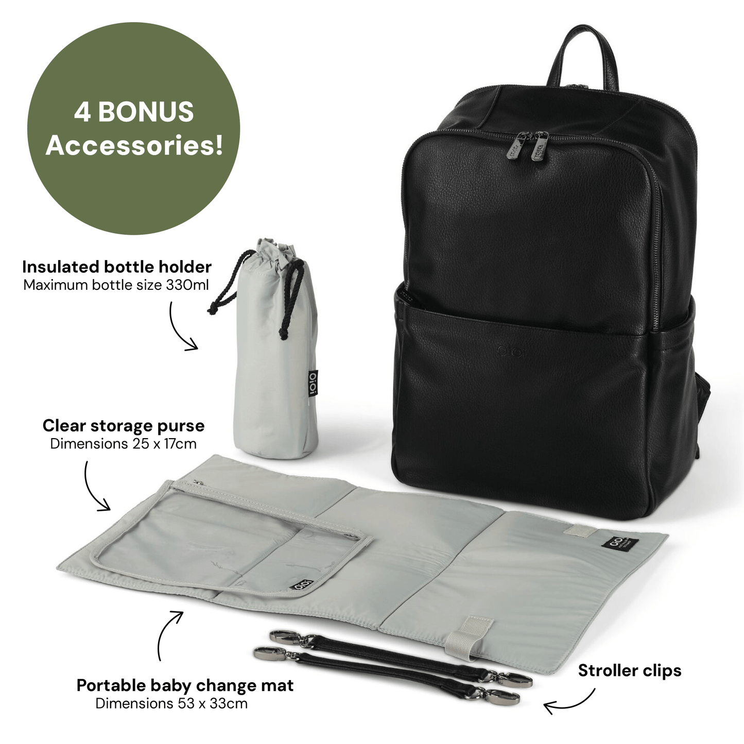 OiOi - Multitasker Nappy Backpack - Black Vegan Leather