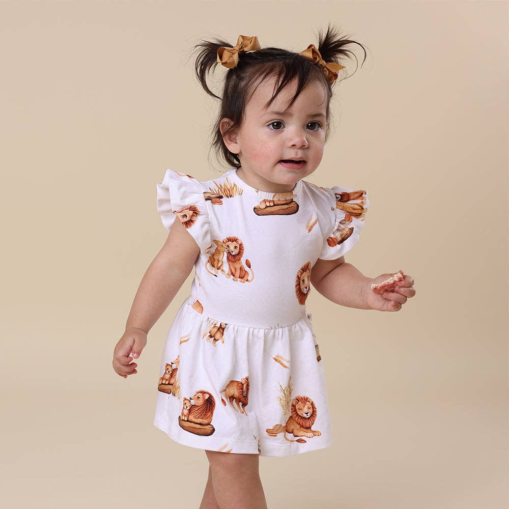 Snuggle Hunny - Lion Short Sleeve Organic Dress