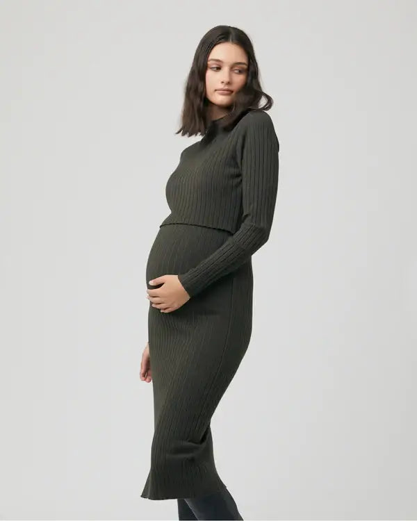 Ripe Maternity - Nella Rib Nursing Knit Dress