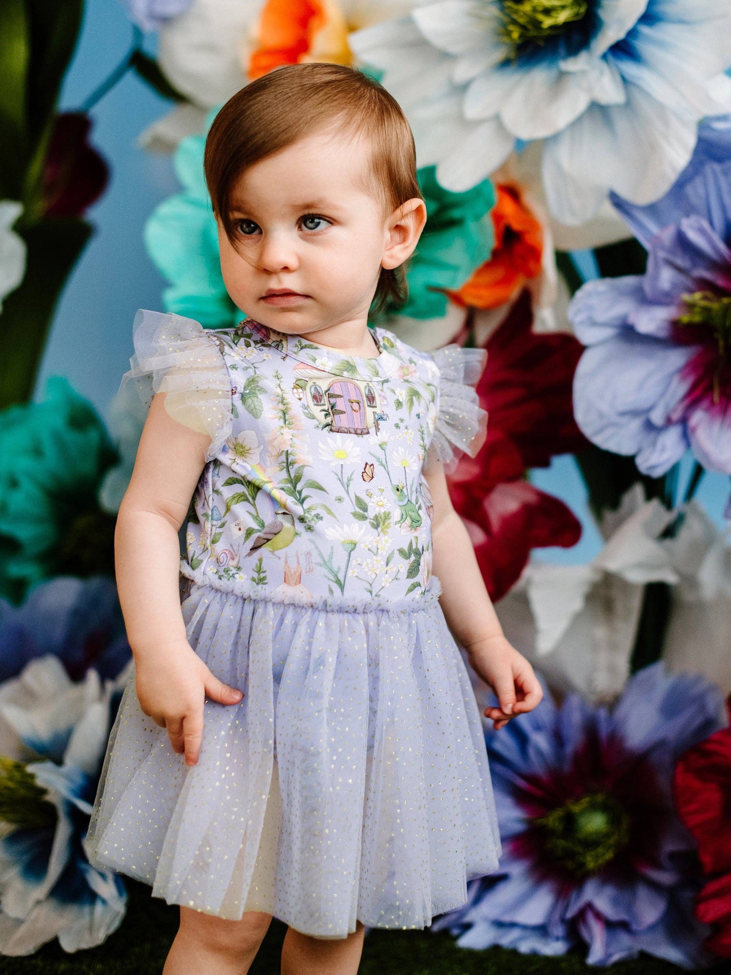 Fleur Harris - 'Fairyland' Dreamy Tutu Bodysuit Dress Baby - Cornflower