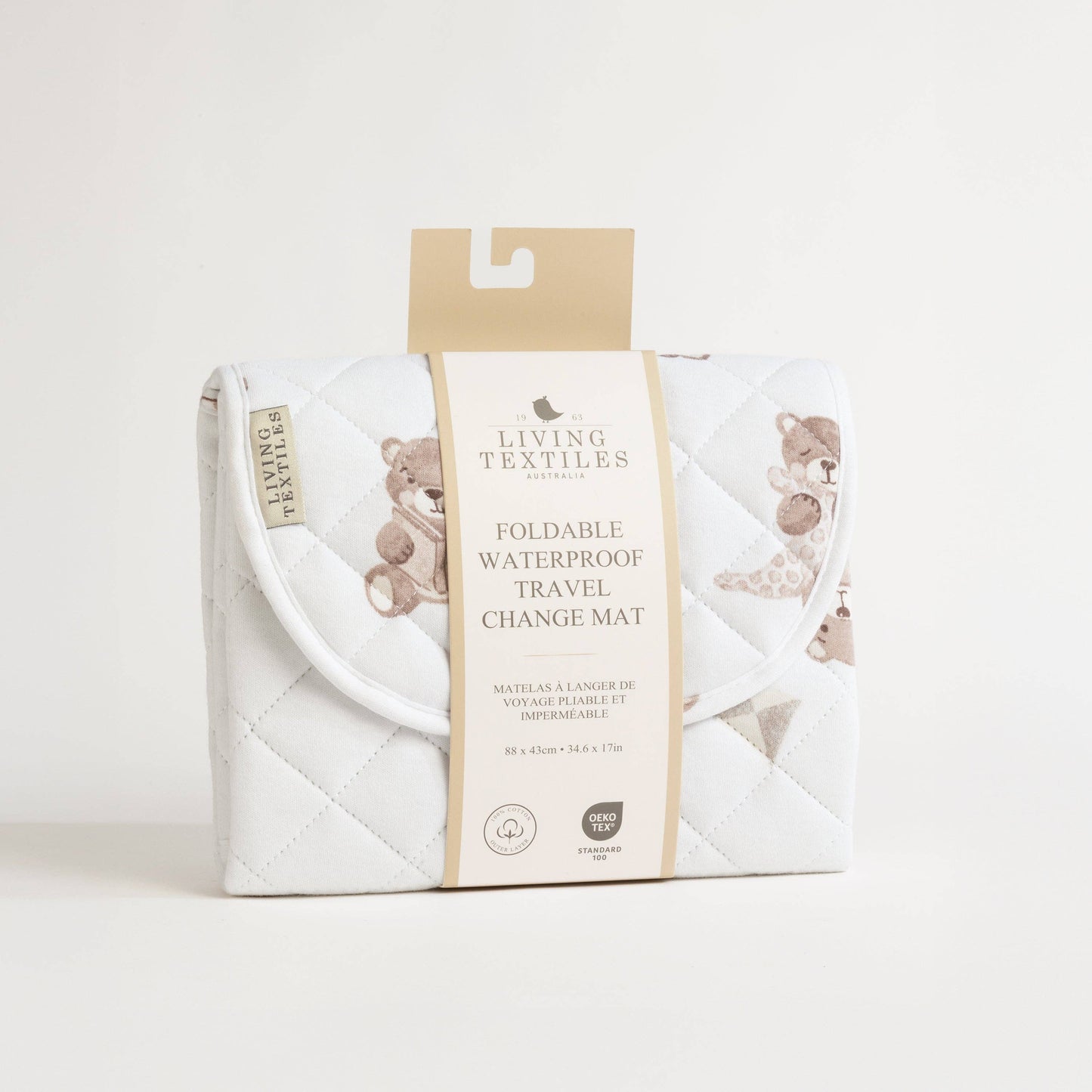 Living Textiles - Foldable Waterproof Travel Change Mat - Cuddly Bear
