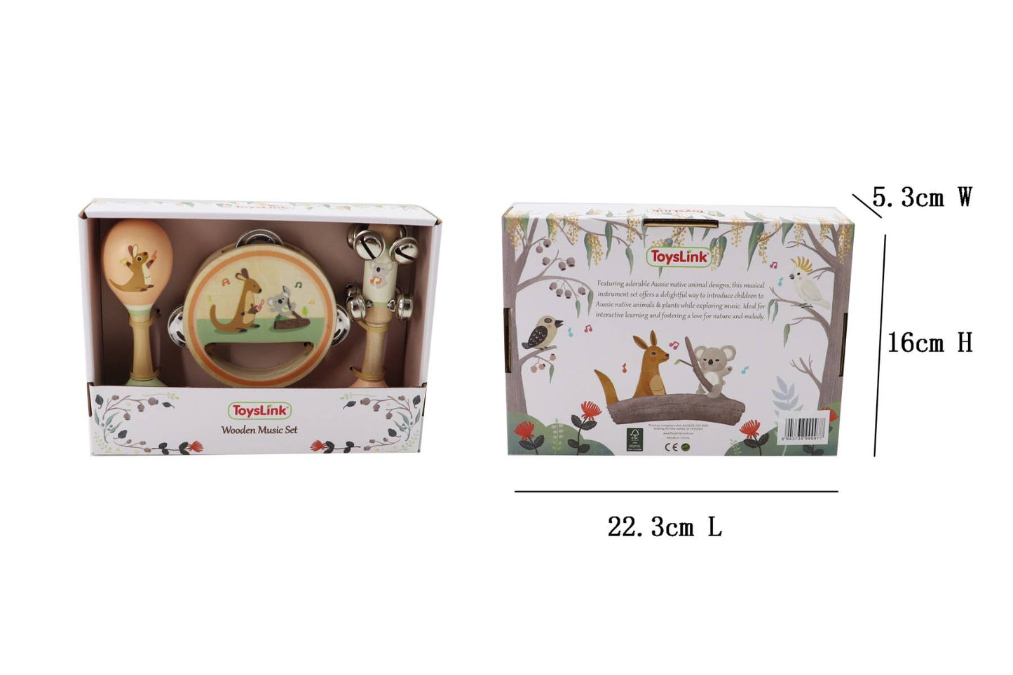 ToysLink - Wooden Kangaroo & Koala Musical Set