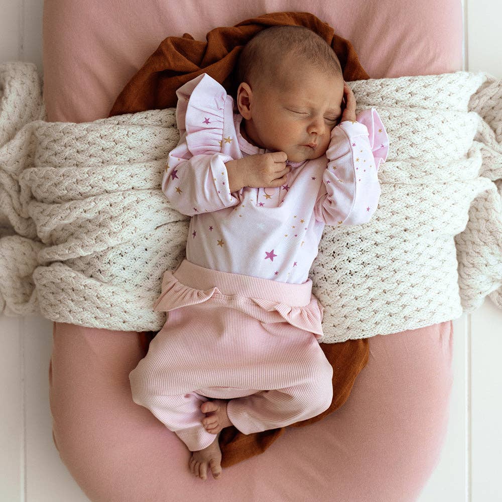 Snuggle Hunny - Baby Pink Organic Pants with Frill