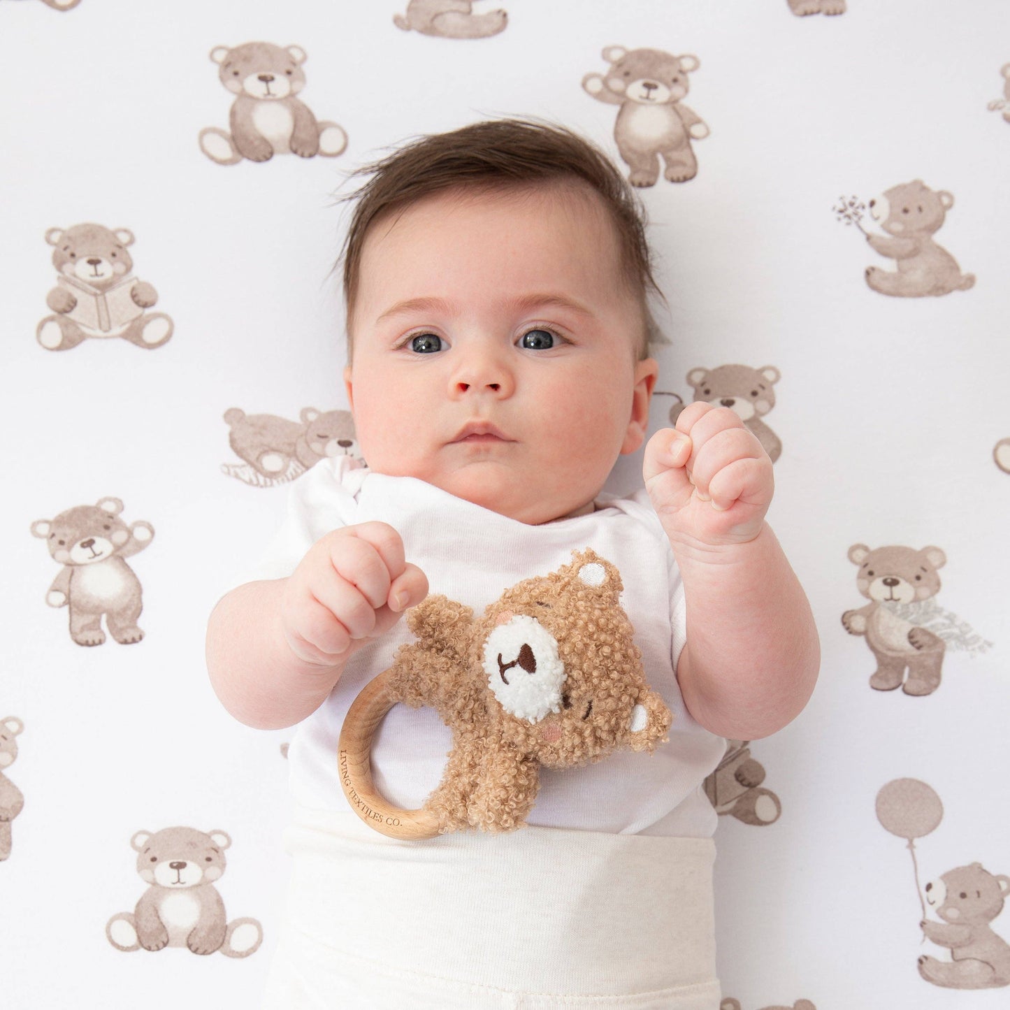 Living Textiles - Teething Ring & Dummy Chain Gift Set - Cuddly Bear