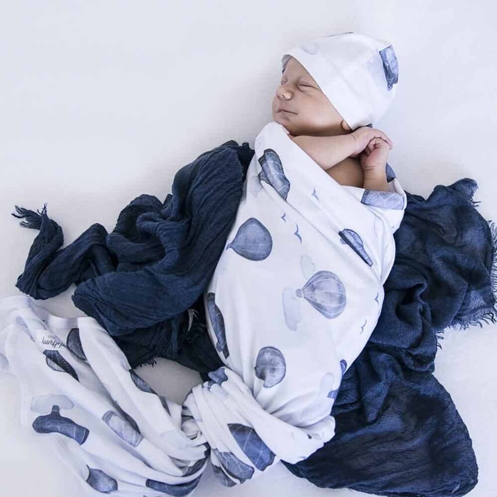 Snuggle Hunny - Cloud Chaser Baby Jersey Wrap & Beanie Set