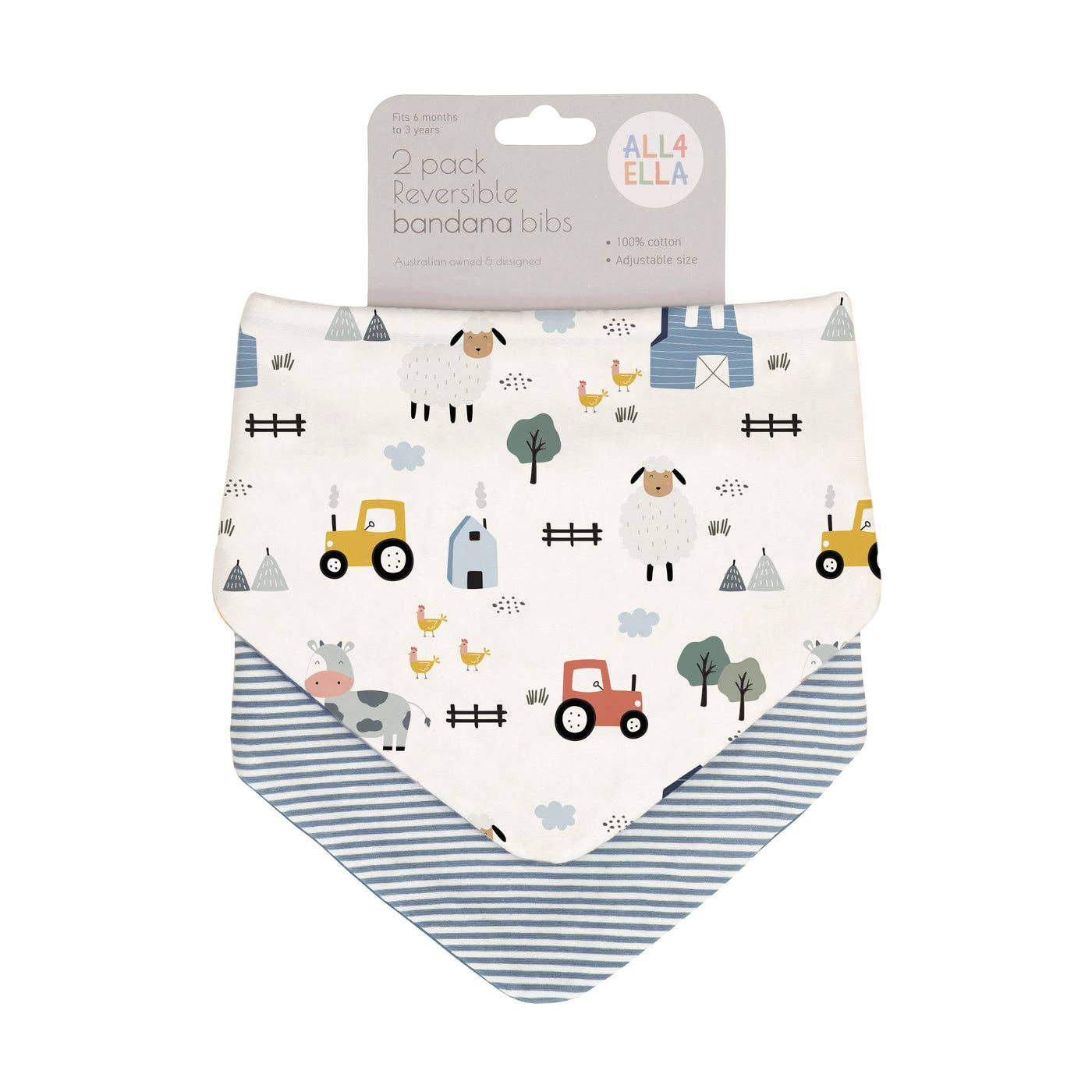 All4Ella - Bandana Bibs 2pk - Barnyard
