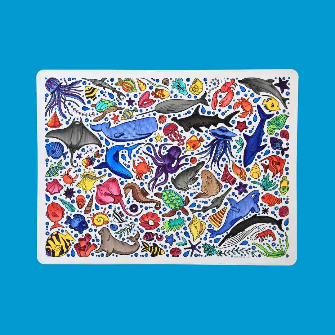 Little Change Creators - UNDERWATER | Wipeable Colouring Mat + Pens Set