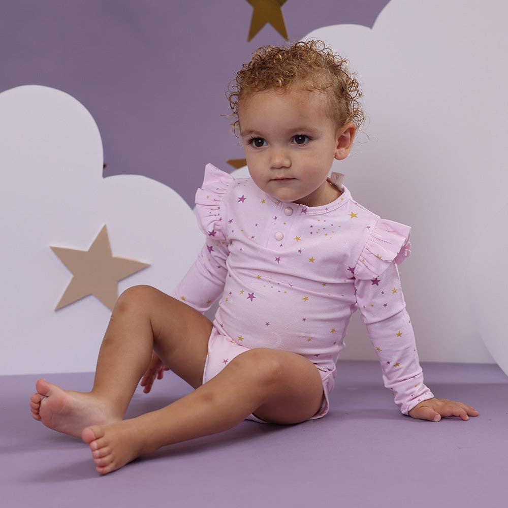 Snuggle Hunny - Twinkle Long Sleeve Organic Bodysuit with Frill