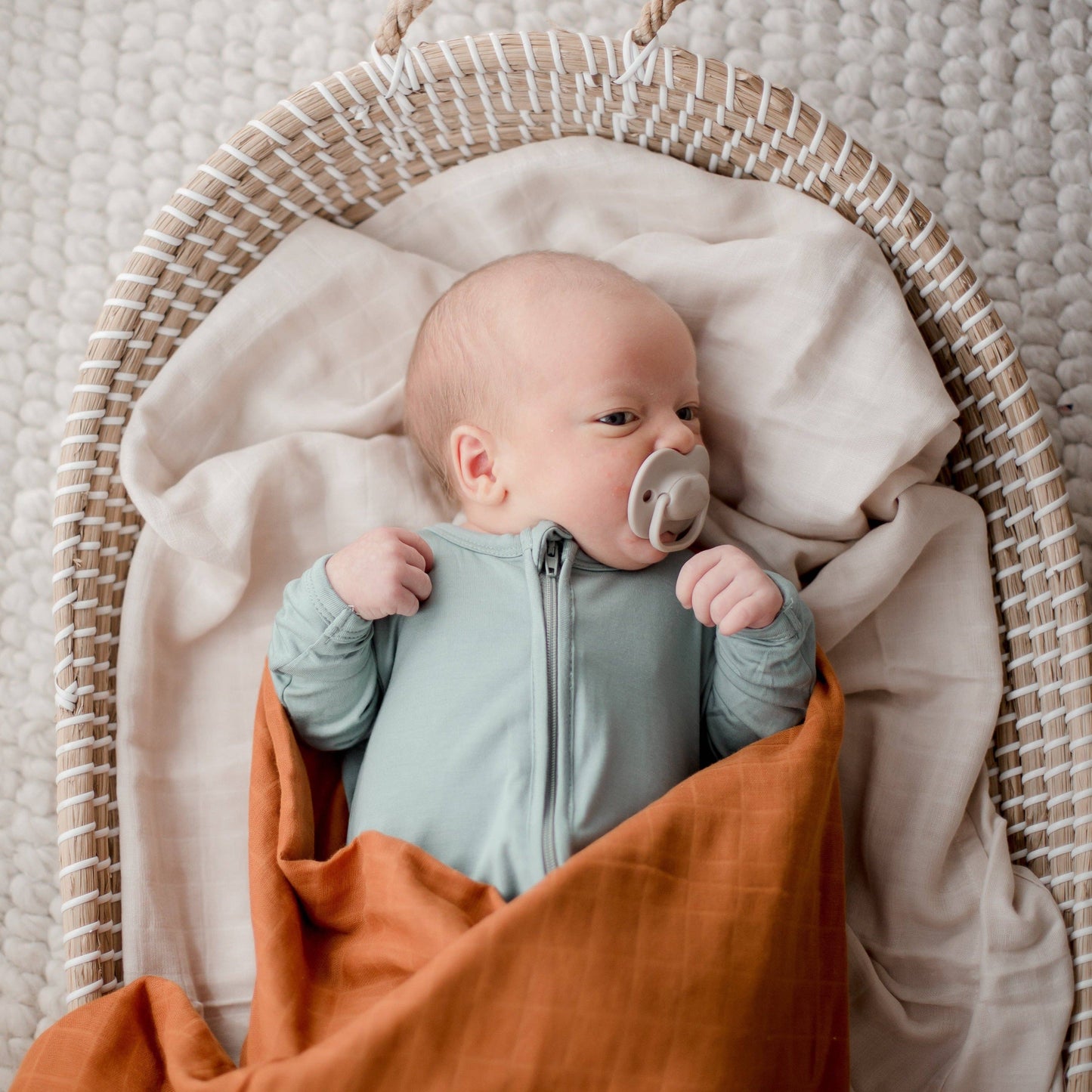 Zoe Sage - Organic Cotton Muslin Swaddle Wrap 120cm | Savannah Rust