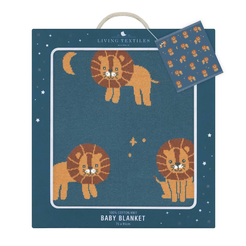 Living Textiles - 100% Cotton Knit Baby Blanket - Lion