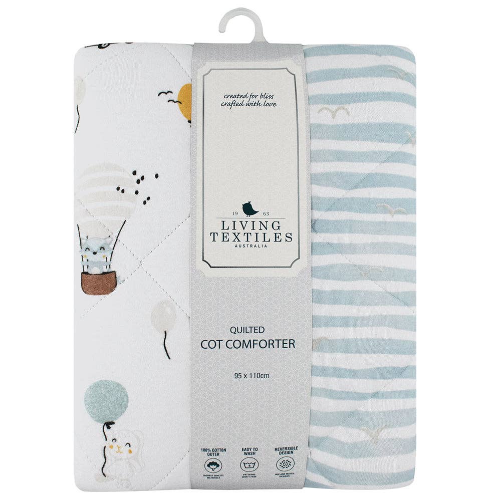 Reversible Quilted Cot Comforter - Up Up & Away
