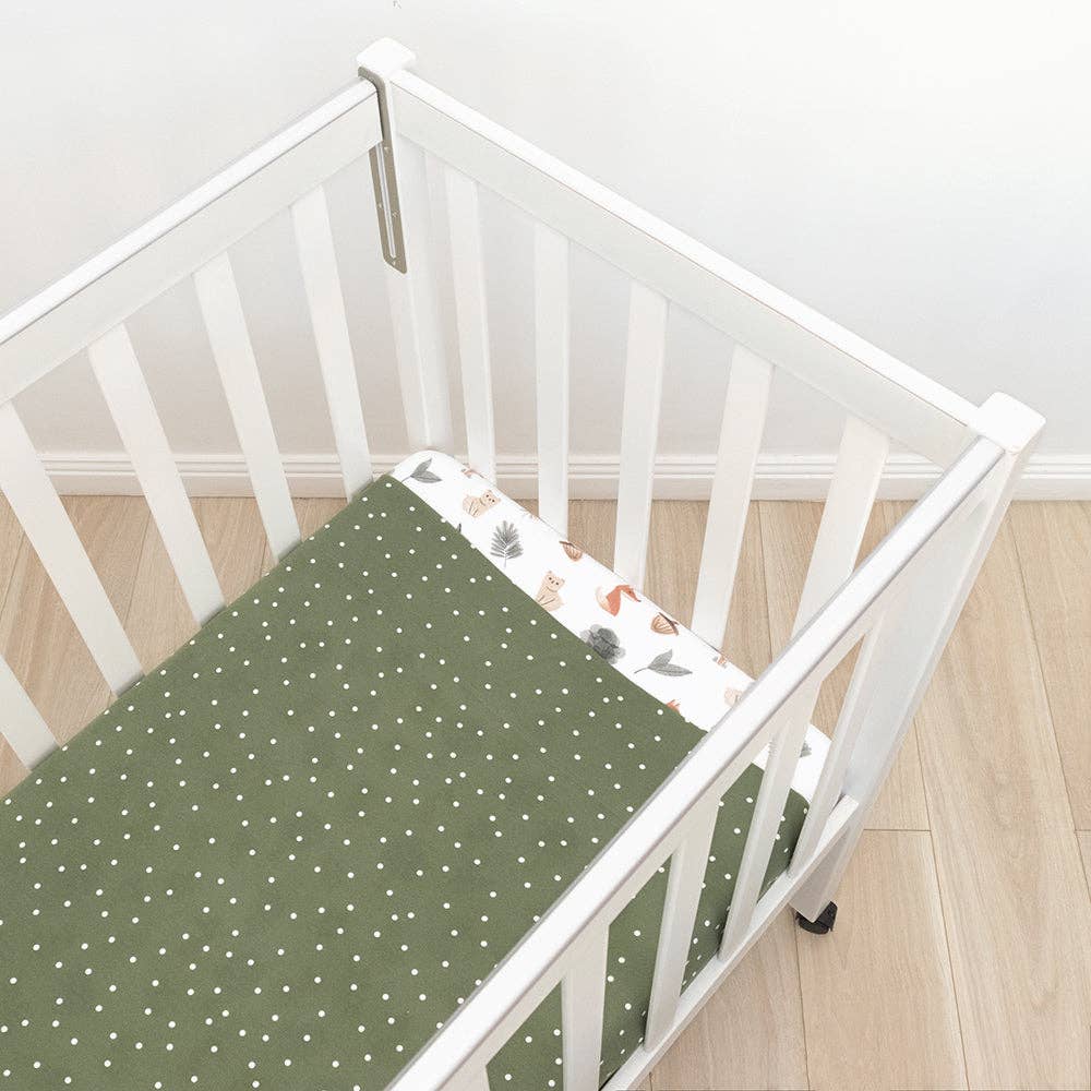 Living Textiles - Childcare Cot Fitted Sheet - Olive Green