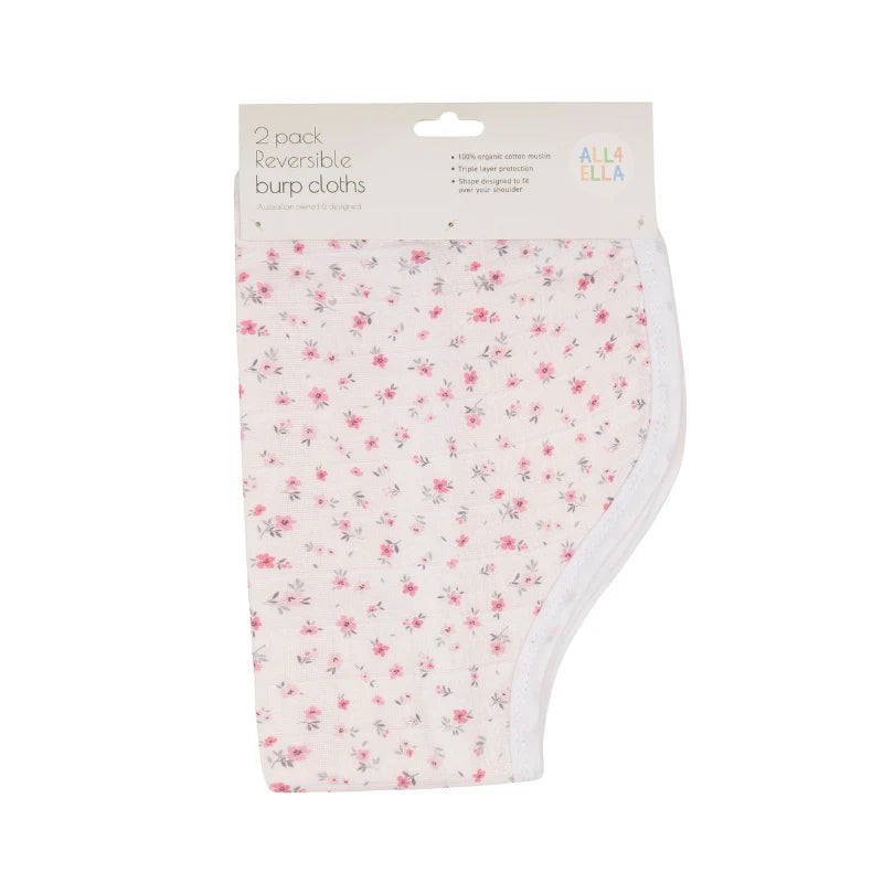 All4Ella - Burp Cloth 2pk - Pink Petals