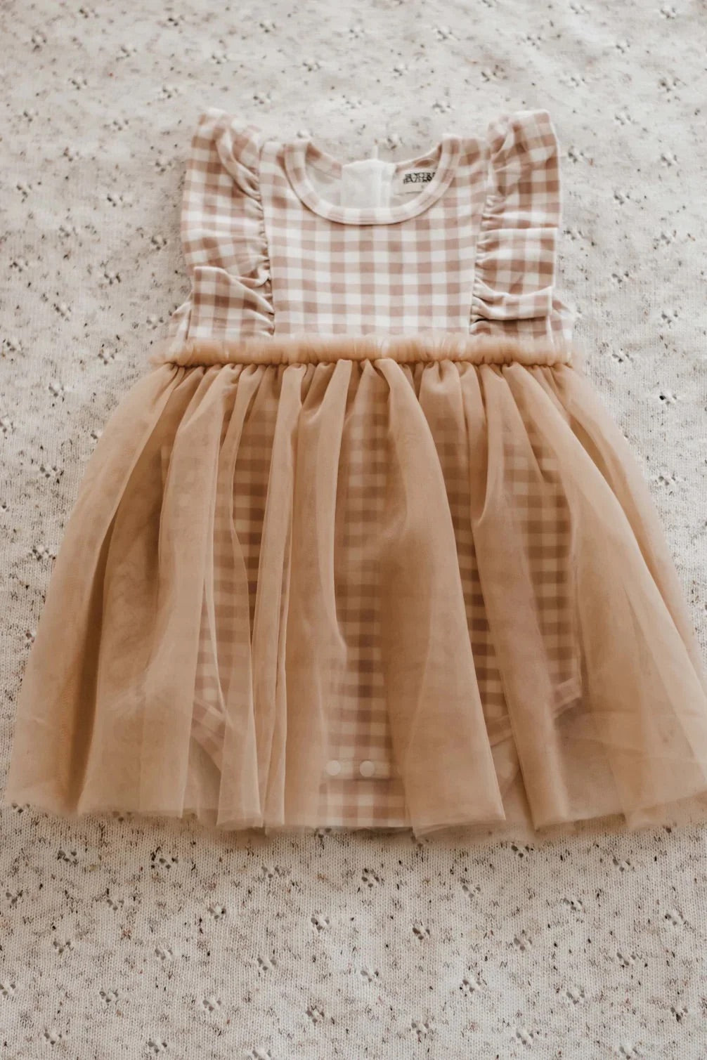 Gingham Tulle Jersey Romper Dress