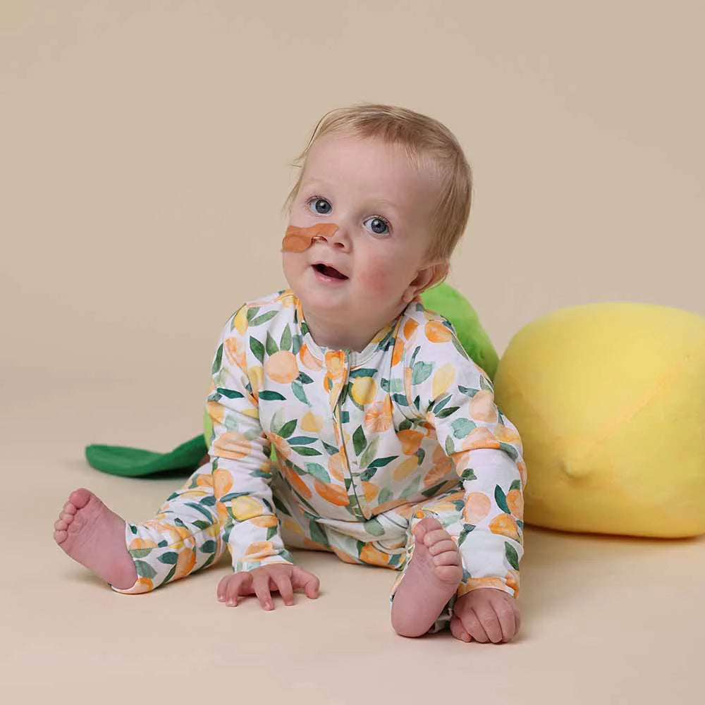 Snuggle Hunny - Citrus Squeeze Organic Snugglesuit Convertible Romper
