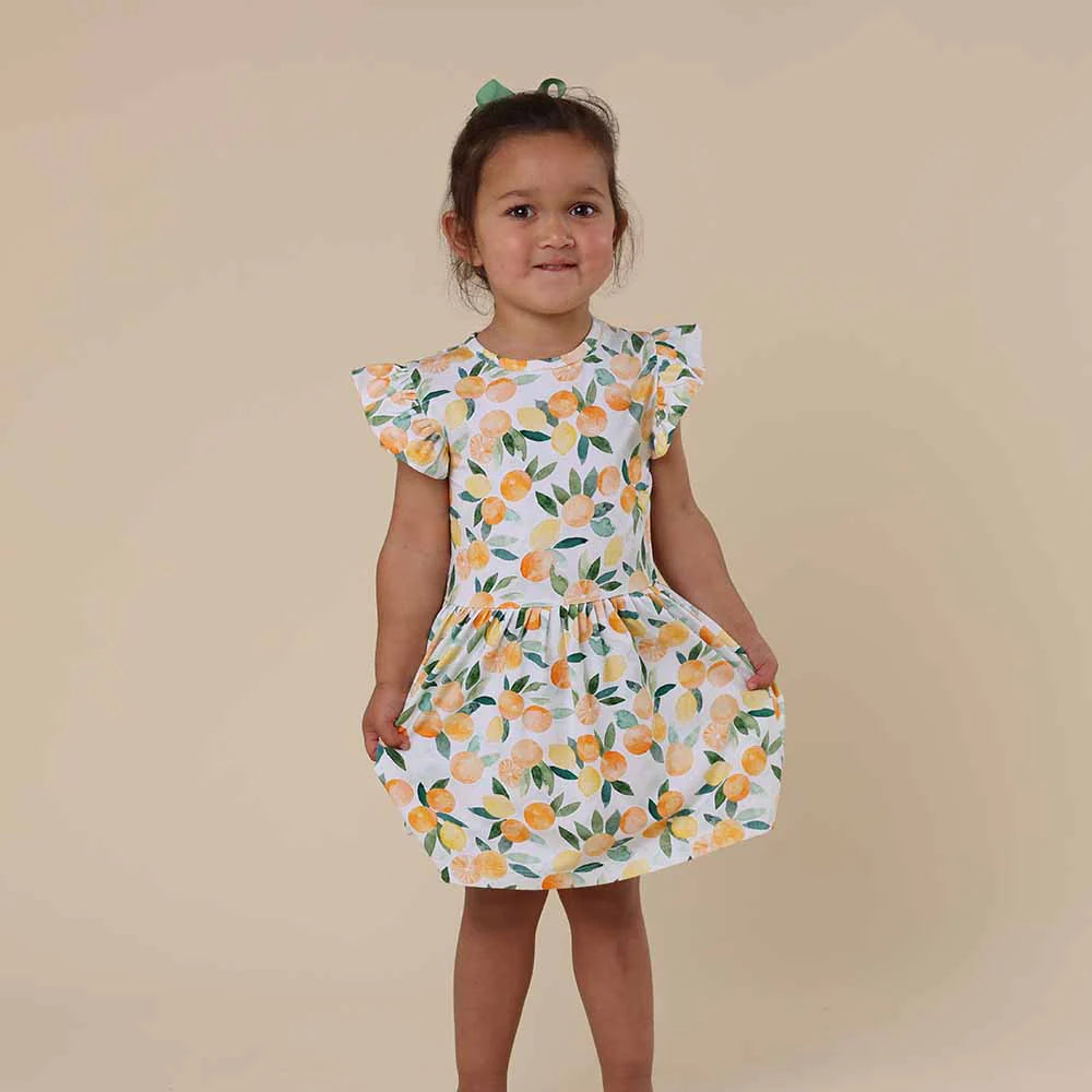 Snuggle Hunny - Citrus Squeeze Short Sleeve Organic Dress