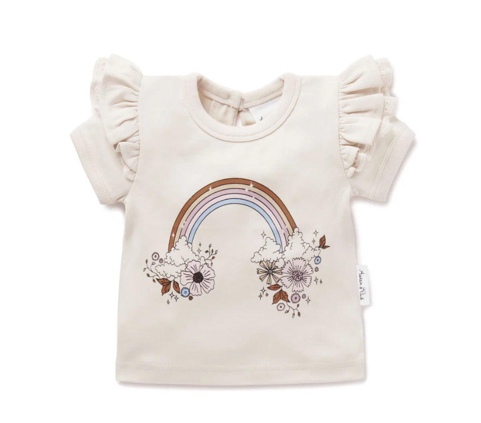 Rainbow Print Flutter Short Sleeve Shirt
