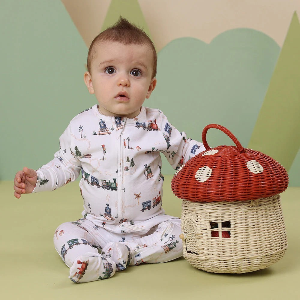 Trains Zip Foot Snuggle Sleepsuit