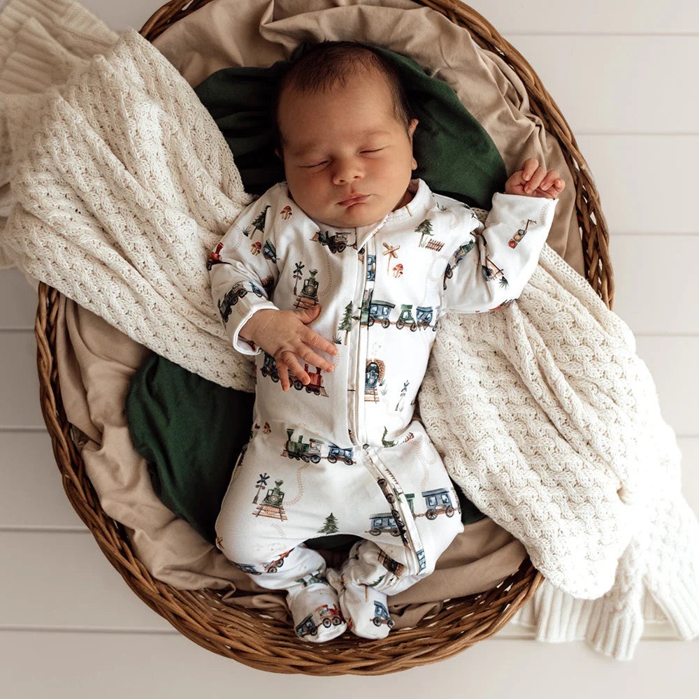 Trains Zip Foot Snuggle Sleepsuit