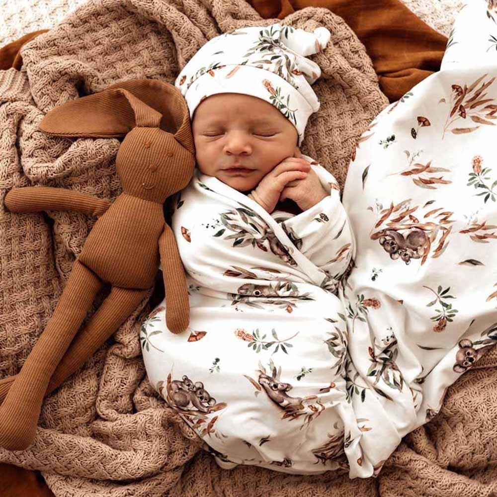 Koala Jersey Wrap & Beanie Set