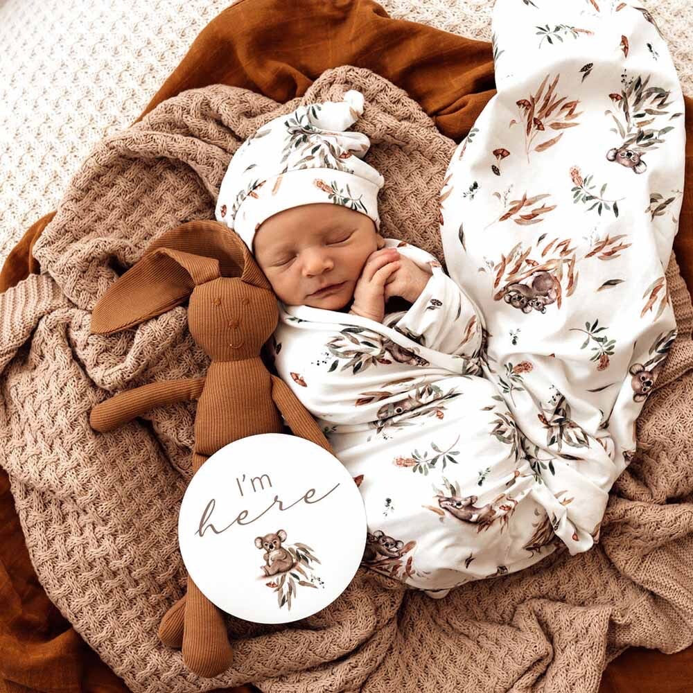 Koala Jersey Wrap & Beanie Set