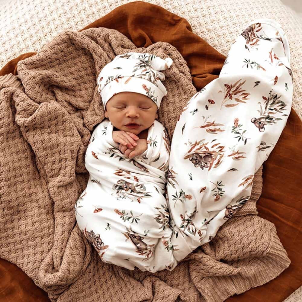 Koala Jersey Wrap & Beanie Set