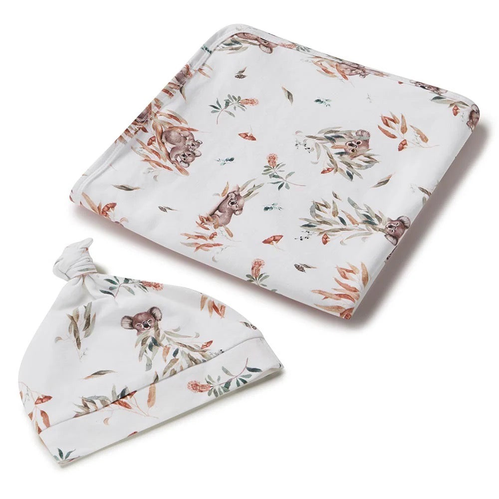 Koala Jersey Wrap & Beanie Set