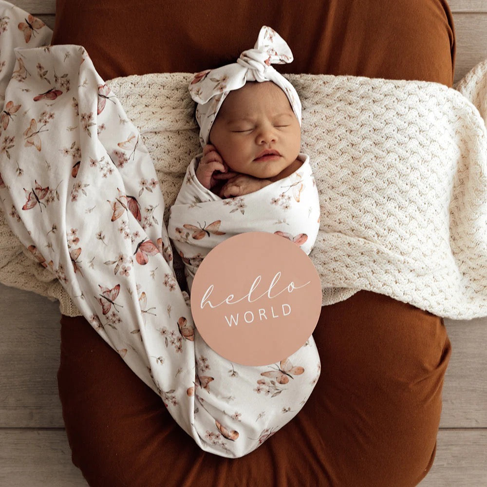 Butterfly Jersey Wrap & Topknot Set