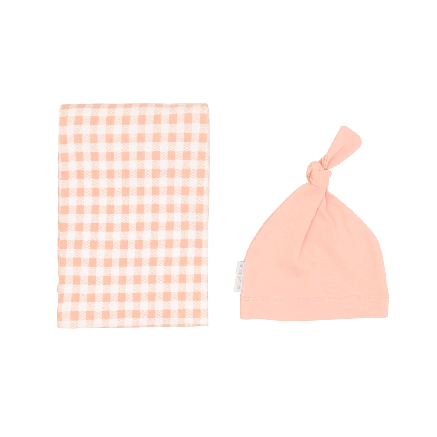 Jersey Swaddle & Beanie Set Strawberry Gingham - All 4 Ella