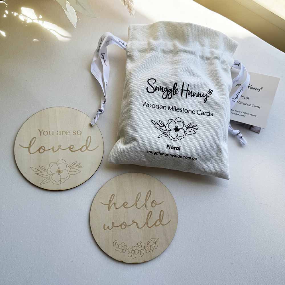 Snuggle Hunny - Floral Wooden Milestone Cards