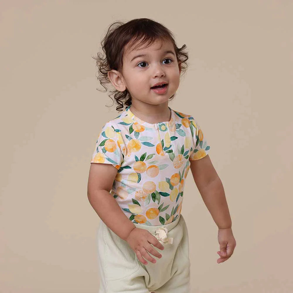 Snuggle Hunny - Sunny Citrus Short Sleeve Organic Bodysuit
