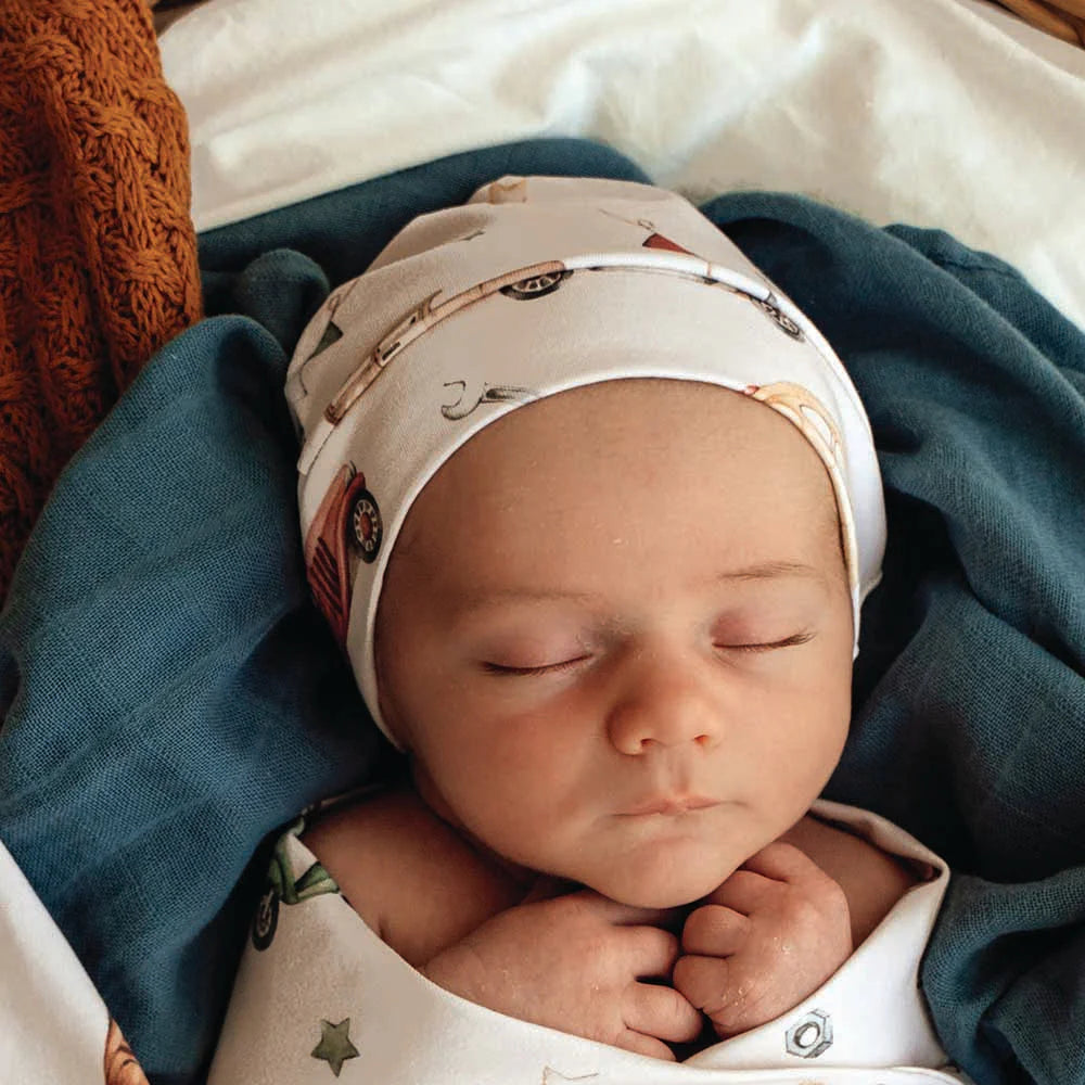Snuggle Hunny - Vintage Cars Organic Knotted Beanie