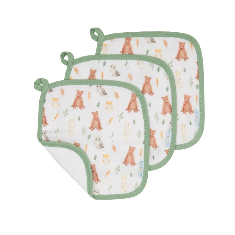 All4Ella - Wash Cloths 3pk - Forest Friends