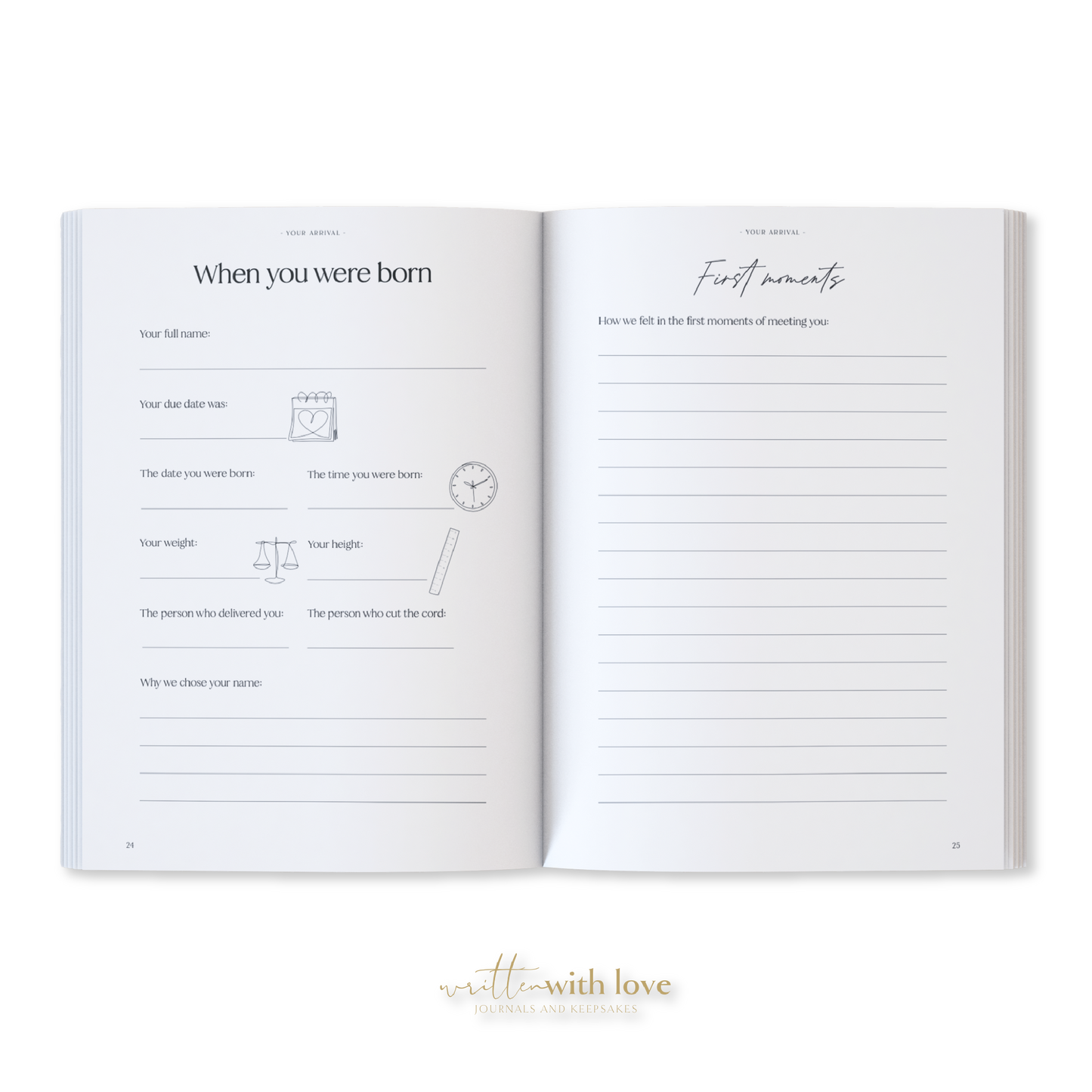 Written With Love - Baby Memory Book with Keepsake Box - Oatmeal