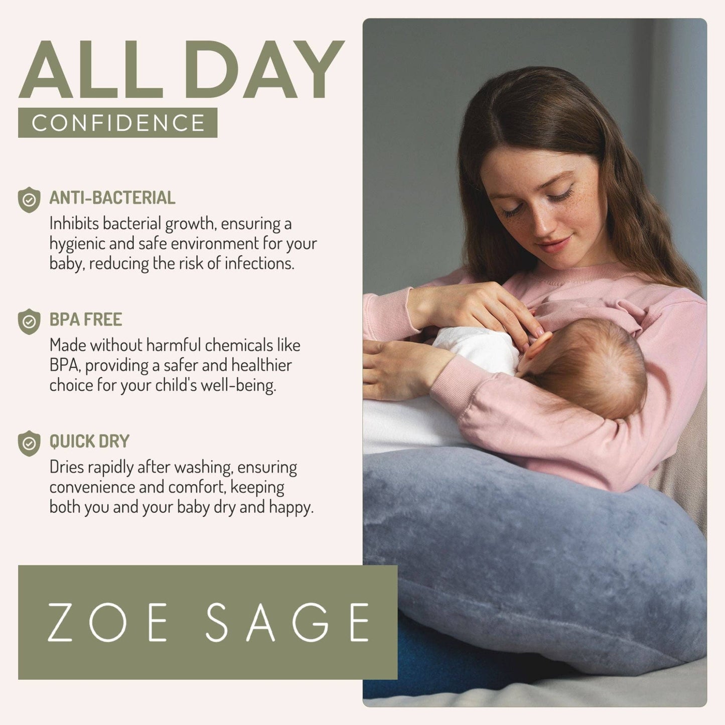 Zoe Sage - Reusable Nursing Breast Pads Organic Bamboo - Mixed Colour Bundle (8pk)