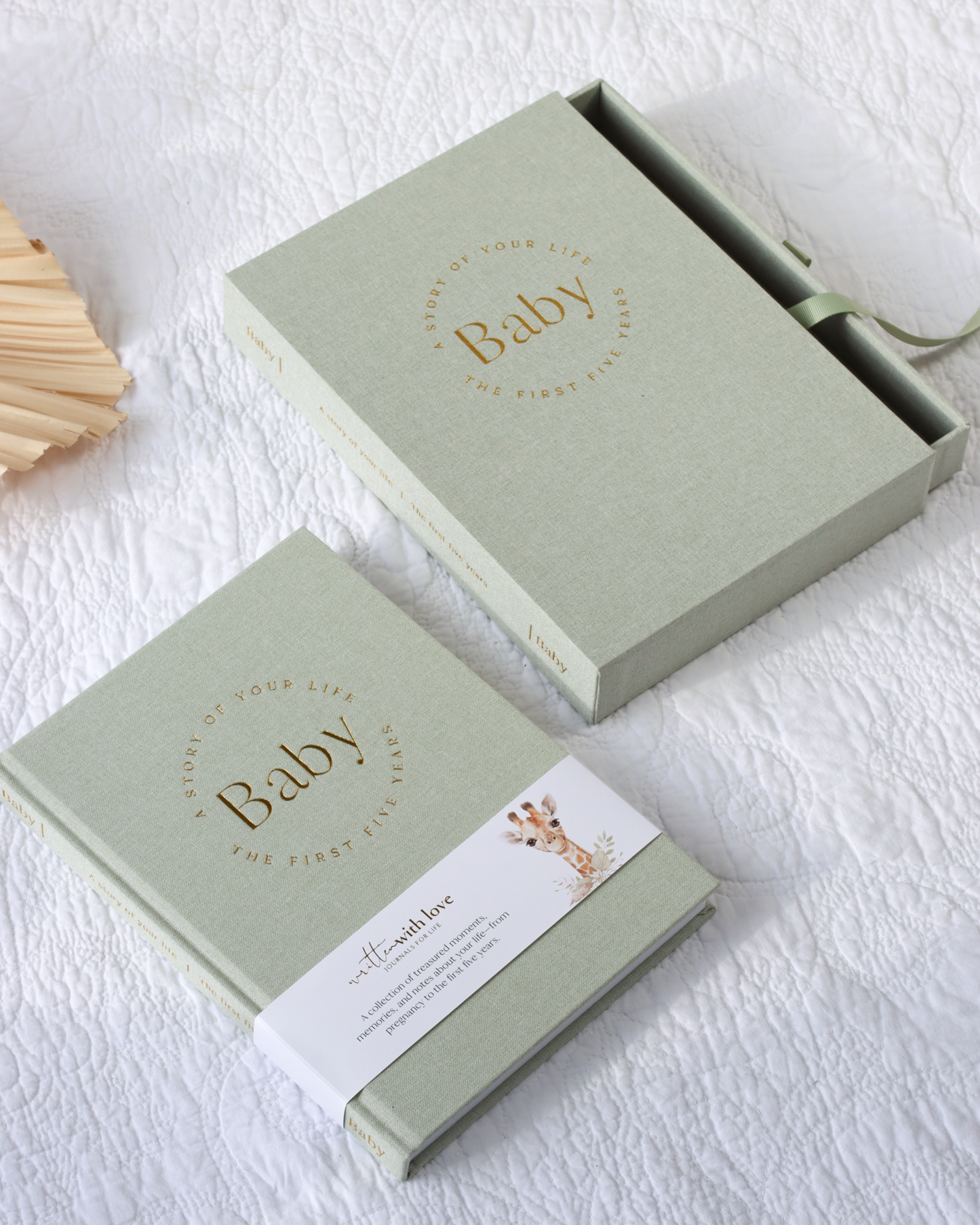 Written With Love - Baby Memory Book - Pregnancy to 5 Years - Sage Green - Boxed