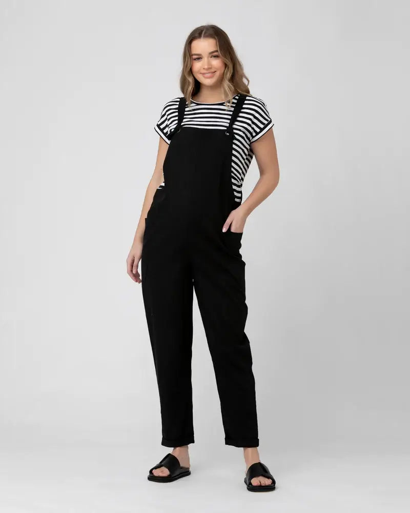 Ripe Maternity - Poppy Linen Jumpsuit Black