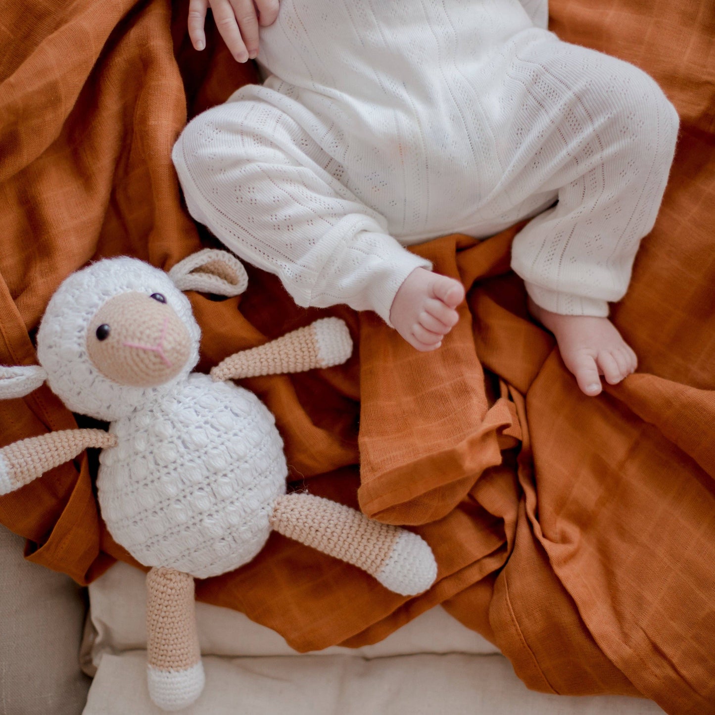 Zoe Sage - Organic Cotton Muslin Swaddle Wrap 120cm | Savannah Rust