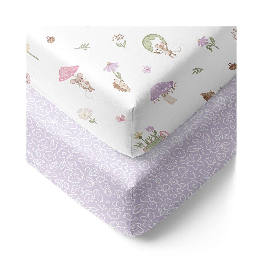 Living Textiles - Organic Cot Fitted Sheet 2 Pack - Whimsical Wonderland