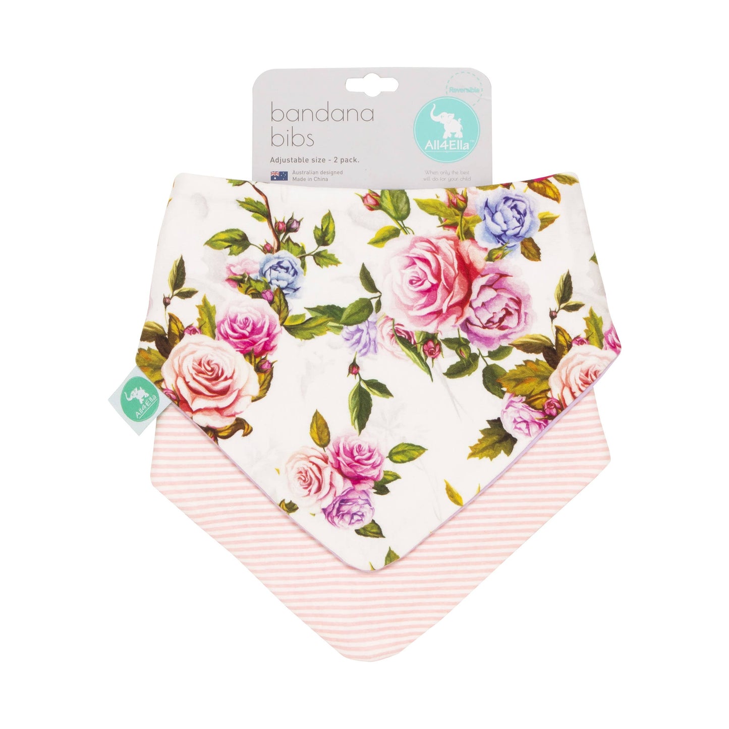 All4Ella - Bandana Bibs 2pk - Rose