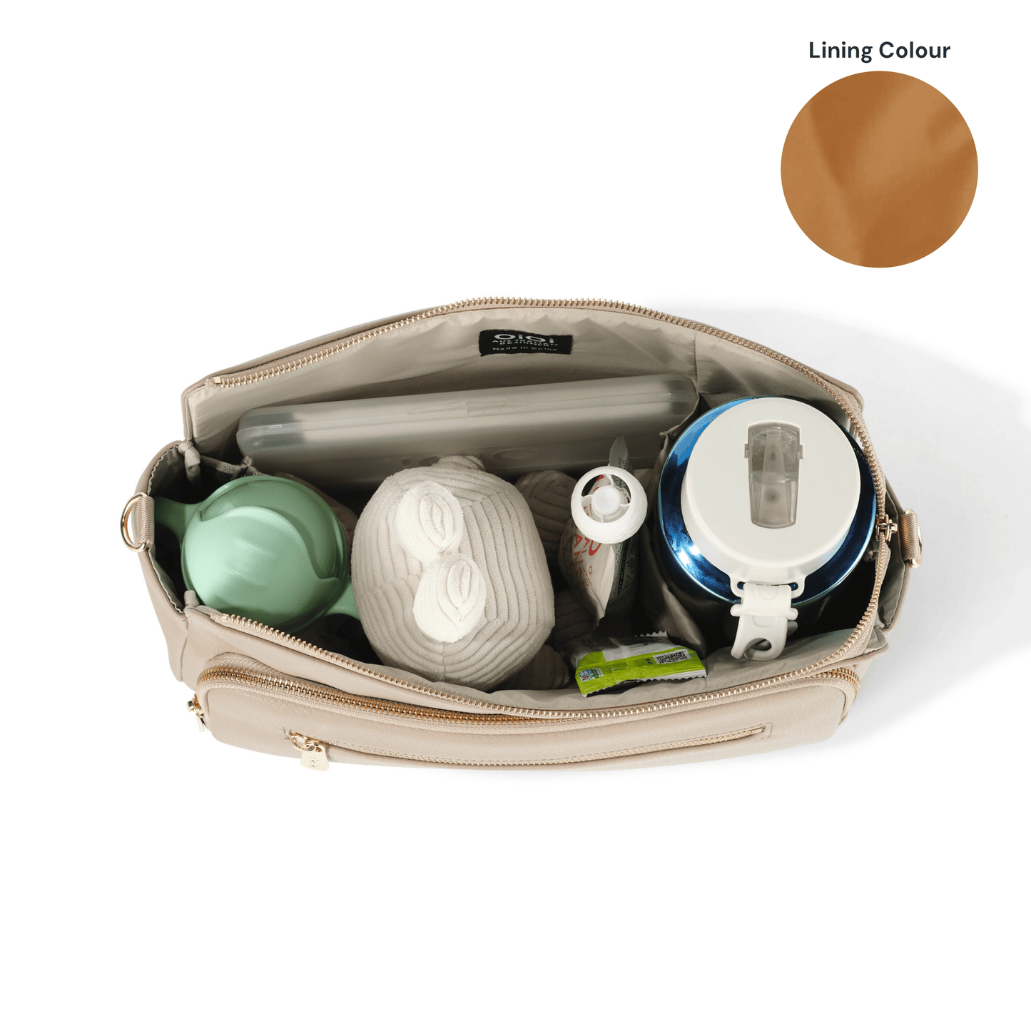 OiOi - Multitasker Pram Caddy - Chestnut Brown Vegan Leather