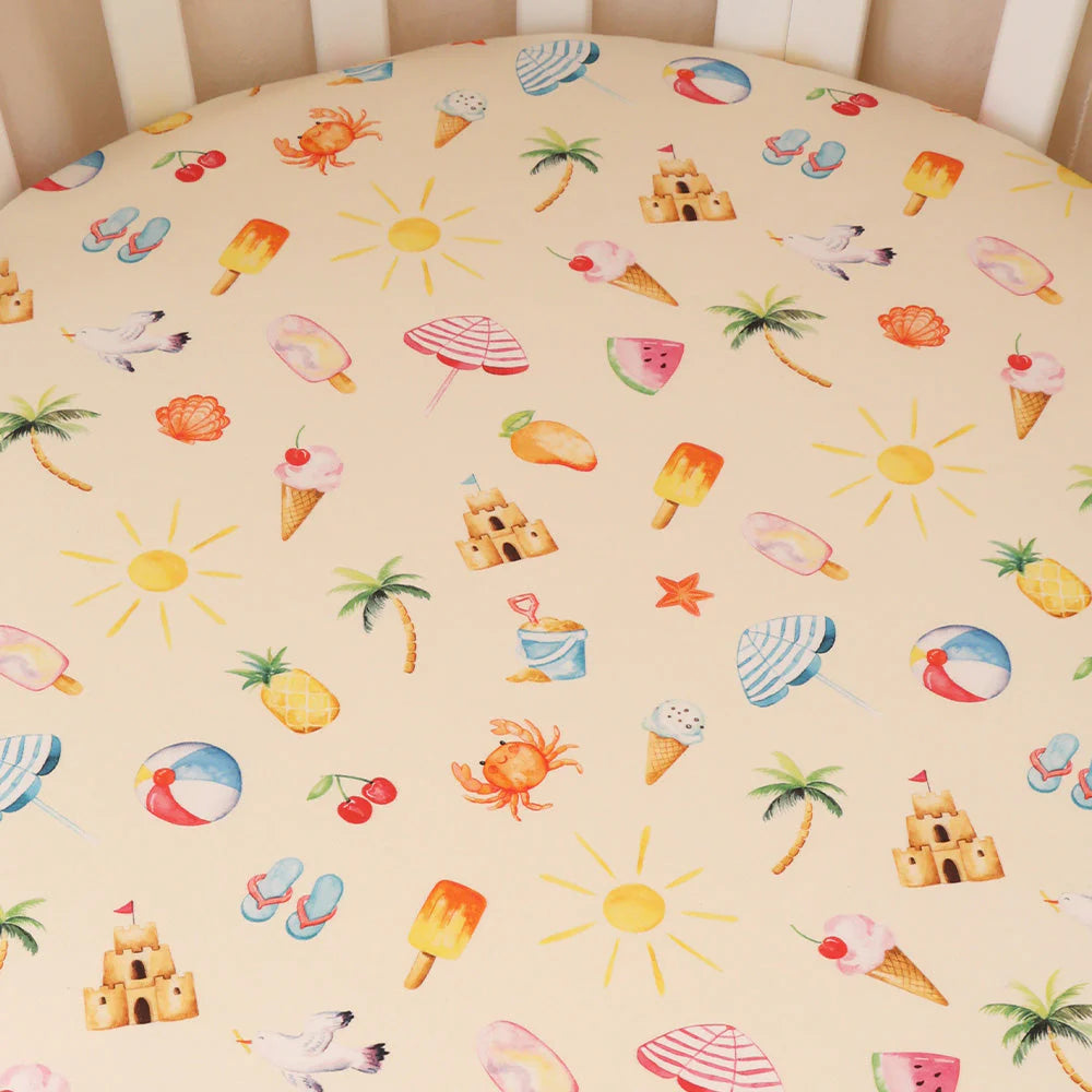 Snuggle Hunny - Beach Fun Organic Fitted Cot Sheet