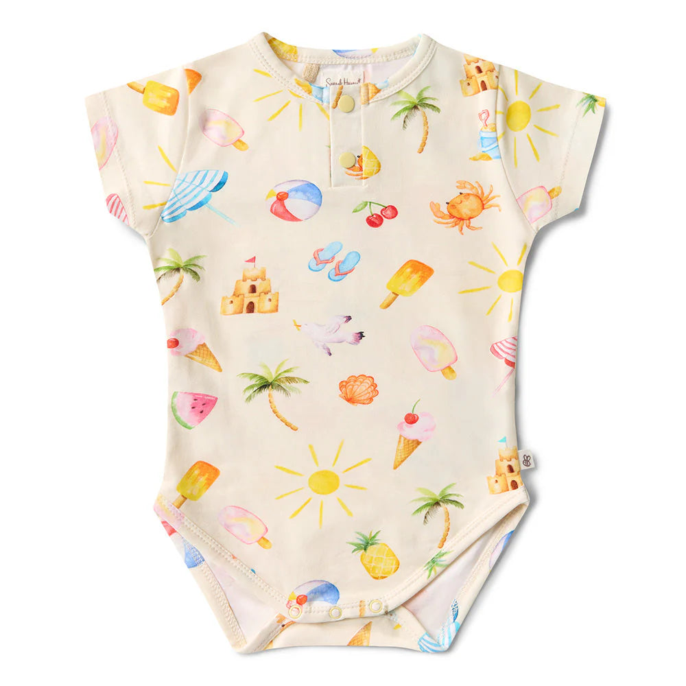 Snuggle Hunny - Beach Fun Short Sleeve Organic Bodysuit