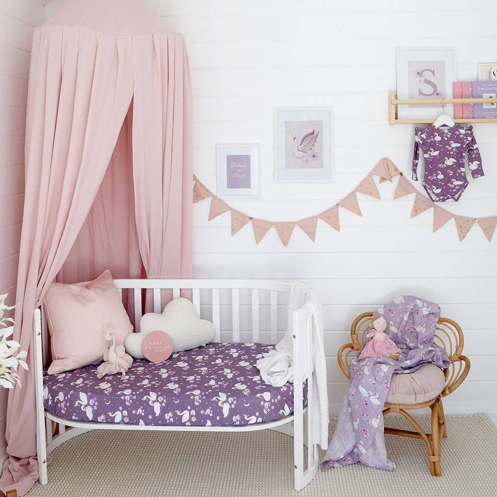 Snuggle Hunny - Midnight Swan Organic Fitted Cot Sheet