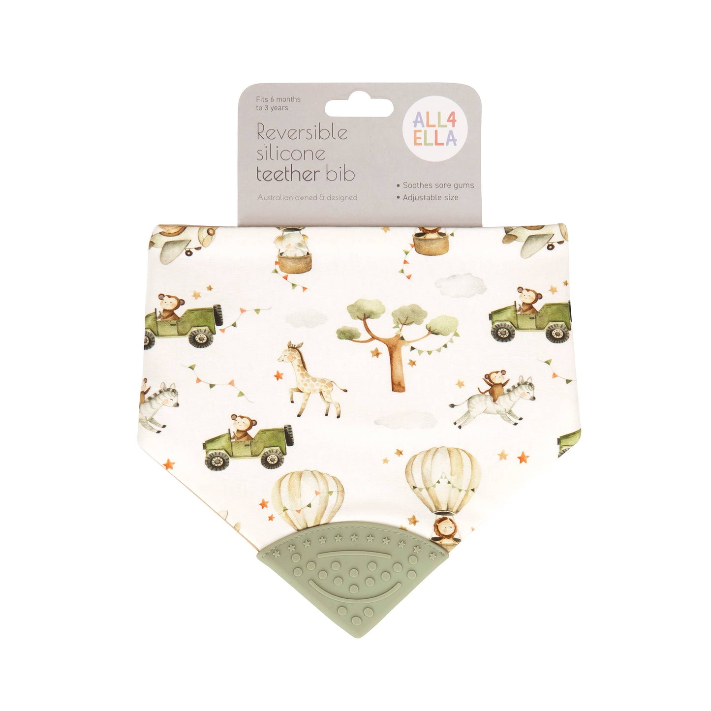Bandana Bib with Silicone - Monkey