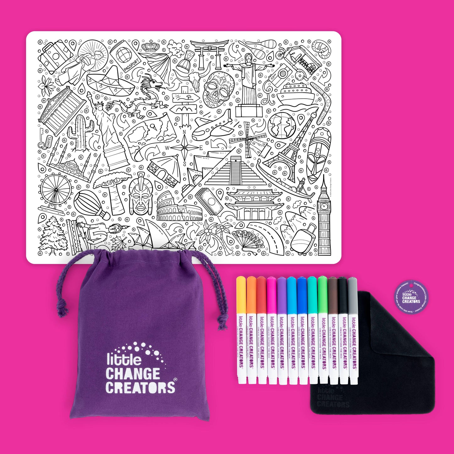 Little Change Creators - OUR WORLD | Re-FUN-able™ Colour-In Placemat for Kids